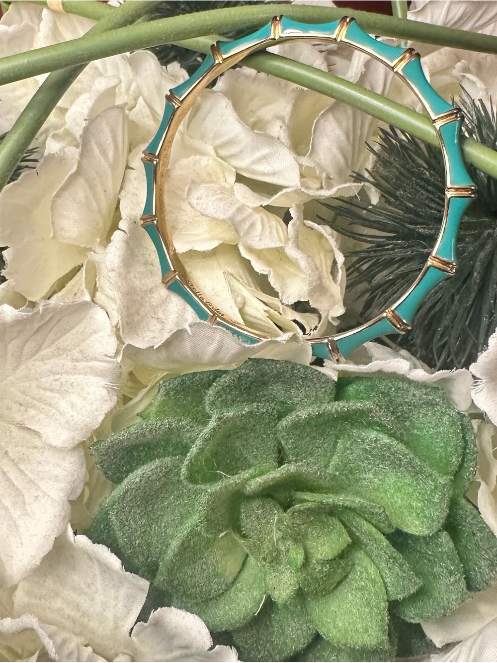 Stella & Dot Turquoise and Gold Bamboo-Style Bangle